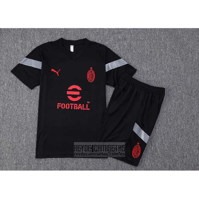 Chandal del AC Milan Manga Corta 2022-2023 Negro - Pantalon Corto